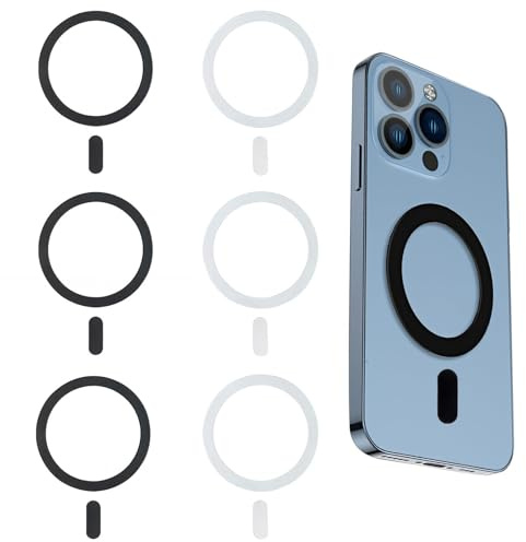 Pegatina Anillo para Magsafe, 6 Piezas Universal Anillo Magnetico Movil Metal Ring Sticker Teléfonos Adhesivo Cargador Inalámbrico Adaptador Soporte de Coche para iPhone 17 16 15 14 13 12 11 Android