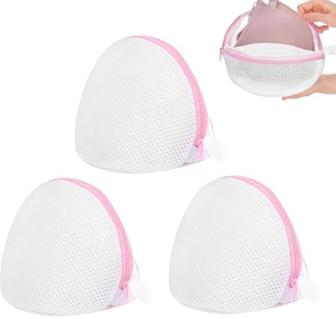 ZORVYN 3 Pezzi Sacchetti per Lavatrice con Cerniera, Reti Protettive per Reggiseni, Biancheria Intima e Calzini, Mesh Salva Reggiseno per Lavatrice (15 x 17 cm, Rosa)