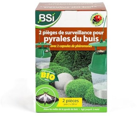 BSI - 2 Pièges De Surveillance - Pour Pyrale Du Buis - Pièges Avec Capsule A Phéromones - Agit Jusqu'à 3 Mois