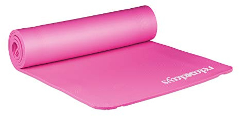 Lot de 4 tapis de yoga de 1 cm d'épaisseur - Pour Pilates et fitness - Doux pour les articulations - Avec bandoulière - 60 x 180 cm - Rose