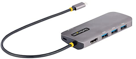 StarTech.com USB C Multiport Adapter, USB C auf HDMI Adapter 4K 60Hz, 5Gbit/s USB-A 3.0 Hub, 100W Power Delivery Pass-Through, GbE, 30cm Kabel, Laptop Dockingstation/Reisedock (127B-USBC-MULTIPORT)