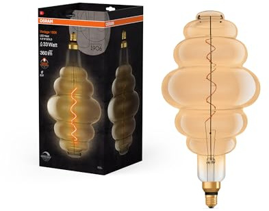 Osram Lamps Vintage 1906 LED-Lampe Gold-Tönung,4,8W,360lm,Bienenstock-Form 200mm Durchmesser & E27-Sockel,warmweiße Lichtfarbe,dimmbares Filament,bis zu 15.000 Stunden Lebensdauer,4058075761834,Clear