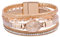 Aucuu Leder Wrap Cuff Armband mit Kristall Perlen und Magnetschnalle - Handgewebtes Boho Lederarmband für Frauen - Geschenk für Valentinstag, Muttertag, Geburtstag