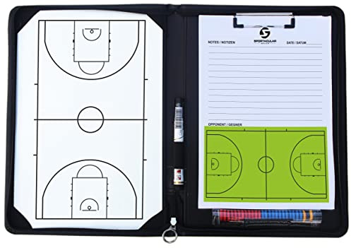 Sportacular Gear Cartellina per allenatori, con lavagna tattica e accessori, Nero