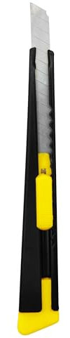 RAYLU PAPER - Cúter profesional metálico retráctil con cuchilla de 9 mm, Cutter universal ligero y resistente para trabajos de corte en almacén, manualidades y bricolaje en el hogar (Modelo 145)