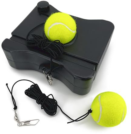 TaktZeit Tennis Trainer Rebound Baseboard Self Training Equipment Practice Rebounder with 2 String Tennis Balls (Dark Grey)