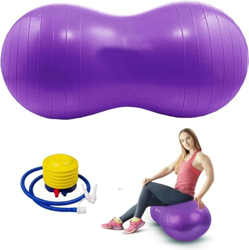 SURPZON Peanut Ball Yoga Ball Exercise Pregnancy Ball Autism Sensory Equipment for Child Training, Women, Men Physical Therapy, Yoga, Pilates, Core Training with Pump
