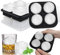 dellyy Eiswürfelform, 2 Stück Eiswürfelbehälter, Eiswürfelform silikon, Eiswürfelbehälter mit Deckel, Ice Cube Tray BPA-Frei für Eis, Whiskey, Cocktail, Saft, Kaffee(Quadratisch und kugelförmig)