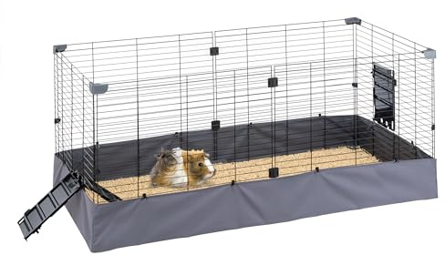 Ferplast Jaula para Cobayas - Recinto Ideal para Pequeños Animales, Interior/Exterior, Fondo Impermeable Lavable a máquina, Fácil de Montar, Extensible y Modular, 140 x 71x 59,5 cm
