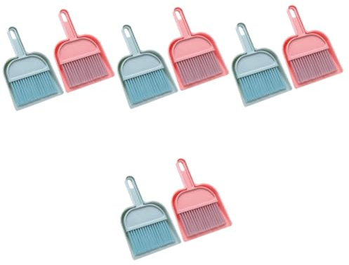 Amosfun 8 Set Mini Scopa Portatile Secchi Piatto Pieghevole Paletta Manico Lungo Spolverino Duster Centrale Padella Animale Domestico Palmare Mini Spazzatrice Tavolo Polvere Bidone Auto Pp