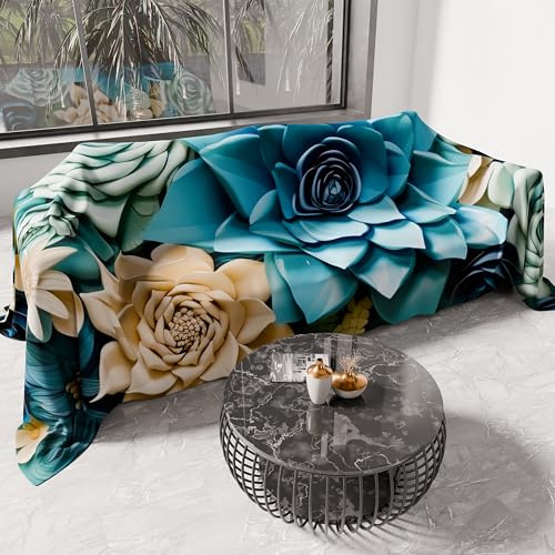 PETTI ARTIGIANI ITALIANI - Cubresofá Multiuso de Microfibra Antimanchas, Diseño 05 Floral 15, Lavable y Protector para Sofá, Colcha y Cubremesa – 220x270 cm - Made in Italy