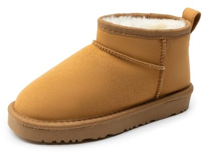DREAM PAIRS Stivali da Neve per Bambini, Caldi Classiche Pelose Invernali alla Caviglia, Foderati in Pelliccia Sintetica Stivaletti da Bambina,Size 32,Cammello,KKUMAB2502