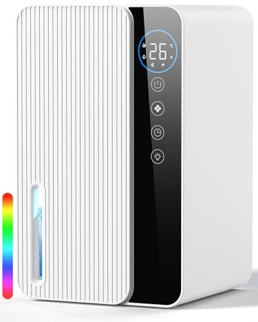 Luftentfeuchter Elektrisch 1800ml, Energiesparender Raumentfeuchter Klein für Schlafzimmer & Bad, 22,5W, Leiser Entfeuchter mit Schlafmodus, Timer, Auto-Abschaltung(680ml/Tag)