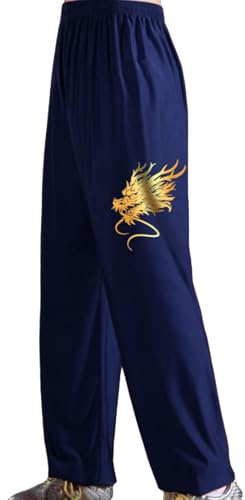 XUHCLY Bambino Tai Chi Abbigliamento,Pantaloni per Kung Fu Arti Marziali,Misto Seta Ghiacciata Leggeri Pantaloni Kung Fu Uomo Donna Pantaloni Tai Chi (Size:M,Color:F)