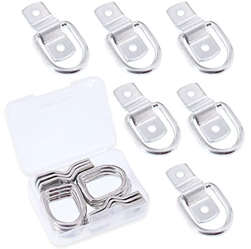 Swpeet 6 anclajes de acero inoxidable con anclaje en D para corbata, 14 de acero fuerte, anclajes para carga en camiones, remolques, barcos, furgonetas RV, furgonetas, anillo de amarre resistente
