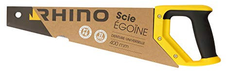 RHINO - Scie égoïne 400mm - Scie égoîne à main pour coupe bois - Revêtement PTFE anti-friction - Denture universelle trempée 11 dents/pouce - Longueur 400 mm