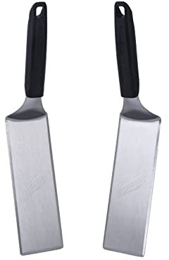 BLACKSTONE 5550 Lot de 2 spatules extra longues en acier inoxydable de qualité supérieure avec poignée en plastique antidérapante, résistante à la chaleur, passe au lave-vaisselle, facile à nettoyer