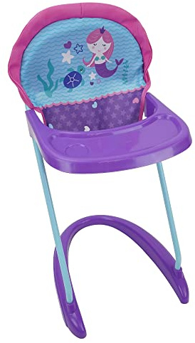 509 Crew Mermaid Doll Highchair - Kids Pretend Play Highchair w/Front Tray & Safety Harness, Feeding Playtime Ages 3+