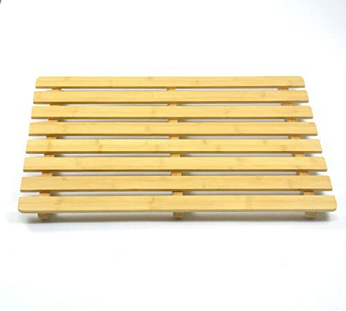 Bamboo Duck Board Bath Mats For Bathroom Outdoor Shower Spa Multipurpose Wooden Shower Mats Bamboo Duck Board Mat with Anti Slip Rubber Feet