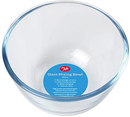 Tala Borosilicate 800ml Glass Mixing Bowl, Perfect for Everyday Baking, Food Prep, Melting Chocolate, Withstands Temperatures up to 240ËšC, Fridge, Freezer and Dishwasher Safe, 10A26001, Transparent