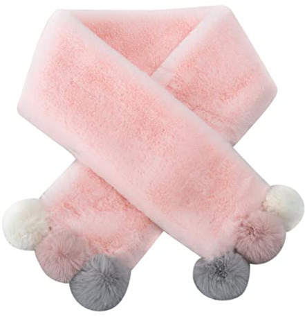 Halsduk, Krage, Barn Vinterhalsduk, Barn Plysch Scarf Barn Plysch Varm Scarf Faux Scarf Söt Mjuk Cross Neck Scarf Wrap Neck Warmer, 82cm × 11cm Rosa (Color : Pink)