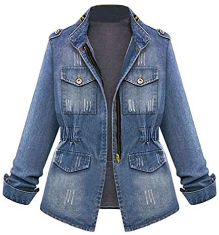 Jeansjacka kvinnor smidig stretch kort jeansjacka överdimensionerad jeansjackor för kvinnor denim jacka med knappar stora storlekar damjackor sommar vår övergångsjacka vintage jeans jacka, blå, L