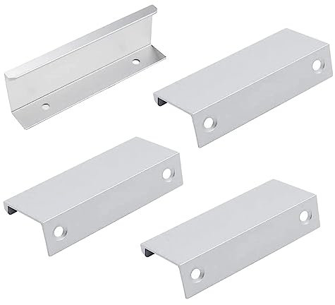 DtosbvOQ 4 Stück Versteckter Schrankgriffe, Schrank Unsichtbarer Möbelgriff, Verdeckter Möbelgriffe, Aluminium Schubladengrif,Versteckter Griffe, für Kleiderschrank Schubladen Schlafzimmer(Silber)