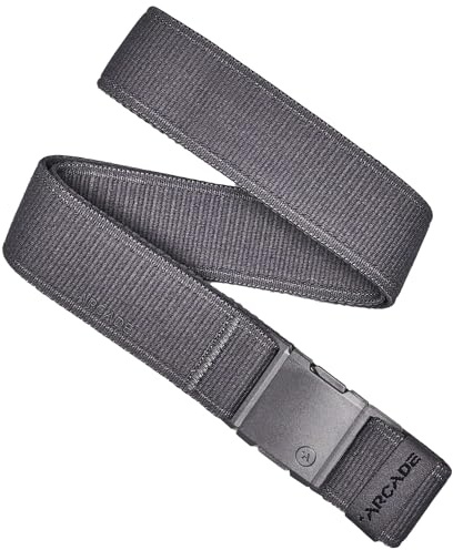 Arcade Belt Atlas A2 Elastic Stretch Belt: Heavy Duty Elastic Webbing, Non-Metal Travel Friendly Buckle - Charcoal, One Size