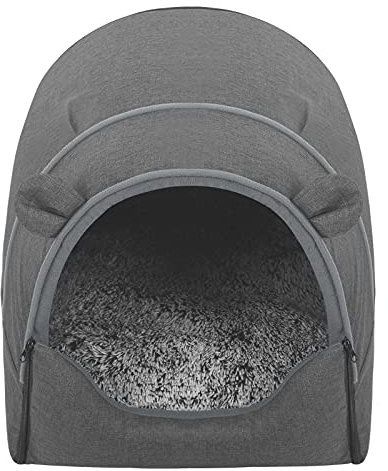 EUGAD Hundehaus Hundehöhle Katzenhaus Katzenhöhle, Hundehöhle 2-in-1 Hundehütte, Großes Haustierhaus mit Plüschkissen,Faltbar Hundehütten 60x55x60cm