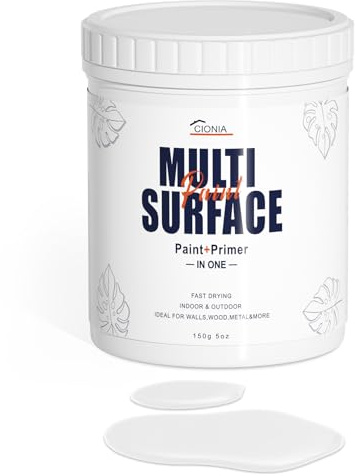 CIONIA All-in-One Paint - Multi Surface White Paint - Furniture and Cabinet for Interior/Exterior - No Sanding, Quick Drying, Perfect for Wood, Wall, Metal and More, 5 Oz