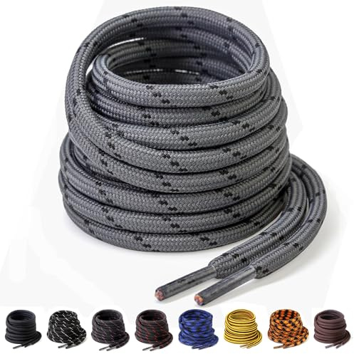 Yusimu Heavy Duty Boot Laces 4.5mm Round - Strong Work & Hiking Shoe Laces | Thick walking boot laces, trainer shoe replacements, wear‑resistant polyester weave, anti‑slip for daily wear, men & women
