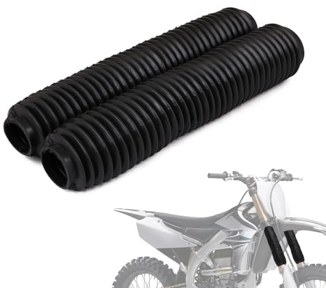 IUVWISN Universal Dirt Bike Botas de horquilla delantera Protector de cubiertas de amortiguador 155 mm-360 mm Polainas protectoras contra el polvo de goma para SX EXC CRF YZ KLX KX RM Negro