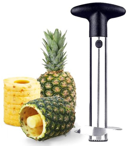 Ananasschneider, Ananas Schäler, Ananas Entkerner, Pineapple Cutter, Für Gewürfelte Früchte Ringe, Ananas Schneider Mit Edelstahlklinge in Lebensmittelqualität Und Abs-Griff (Schwarz)
