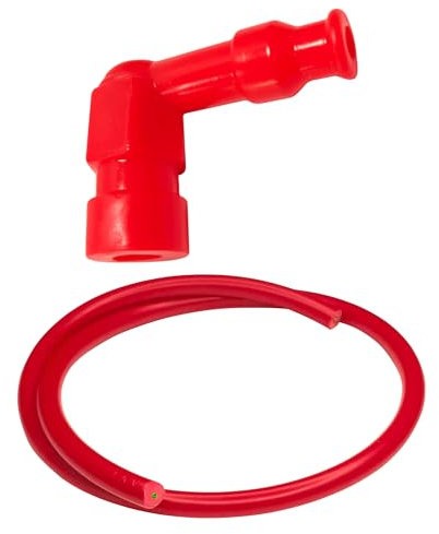 cyclingcolors Antiparasite capuchon de bougie et câble allumage Ø7mm 1m connecteur étanche moteur moto scooter quad tondeuse tracteur mobylette dirt bike, Rouge