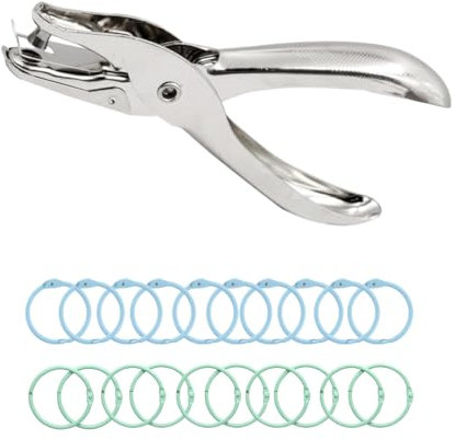 BEPSYOM 1 Pinza per perforare la Carta con Un Diametro del Foro di 6 mm, 20 Fibbie Perforatori Singoli per Badge di ispezione, Biglietti d'auguri, Biglietti da Visita, perforatori Metallici
