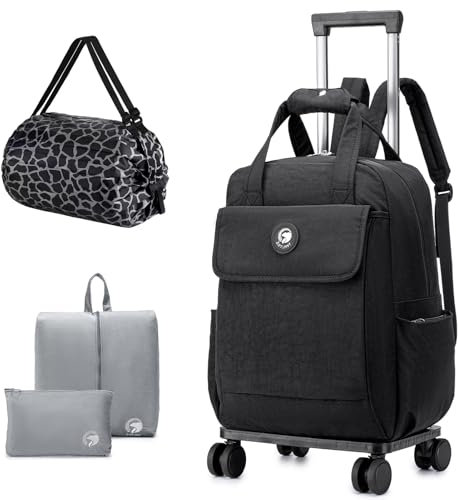 SPAHER Rucksack mit Rollen Rucksack Trolley 15,6 Zoll Laptop Trolley Großer Reiserucksack mit Rollen Business Trolley Handgepäck Rucksack Kofferrucksack 30L mit Schuhtasche für Herren Damen