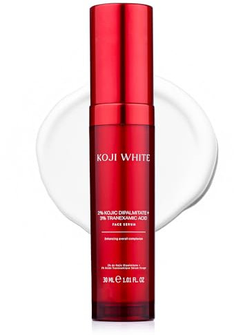 Koji White 2 % Kojisäuredipalmitat + 3 % Tranexamsäure-Serum – Gesichtsserum für Frauen, feuchtigkeitsspendend mit Niacinamid – vegan, parfümfrei, geruchlos für empfindliche Haut und ungleichmäßigen