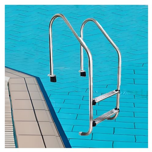 Échelle De Piscine, Marches De Piscine Creusées en Acier Inoxydable 304, Pédale De Piscine avec Rampes, for Piscine, Bain, Parc Aquatique(2 Steps,1mm)