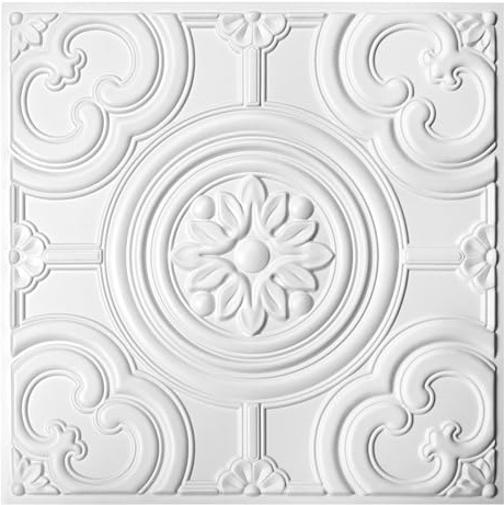 WOWSTAR 24-Pack 24x24 Drop Ceiling Tiles, Waterproof Glue up Ceiling Panels, White