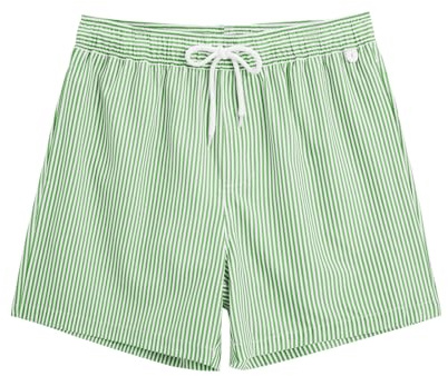 Runcati Bañador para hombre de secado rápido con rayas, pantalones cortos de baño para verano, playa, deporte acuático, elástico, con forro de malla, verde, XL