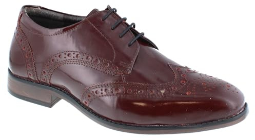 HX London Barbican Men's Wide Fit Leather Lace Up Formal Brogue Shoes
