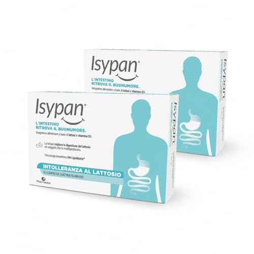 ISYPAN® Intolleranza Lattosio – 60 Compresse con Lattasi ad Alta Digeribilità – Supporto per chi ha difficoltà a digerire il lattosio [Confezione da 2]