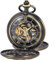 SIBOSUN Mechanische Double Hunter Handaufzug Bronze römische Ziffern Taschenuhr mit Kette Antik Geschenk Cadeau