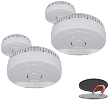 Rauchmelder 4er Pack mit Magnetklebe Kit, 5 Jahre Batterie /DIN EN14604, Weiß