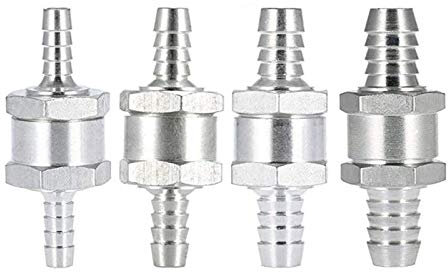 4 Stück Aluminium Ventil Rückschlagventil (6 8 10 12mm) Aluminium Kraftstoff Rückschlagventil für Benzin Dieselöl Wasser Chrom Auto Auto Vergaser Niederdrucksystem Aluminium