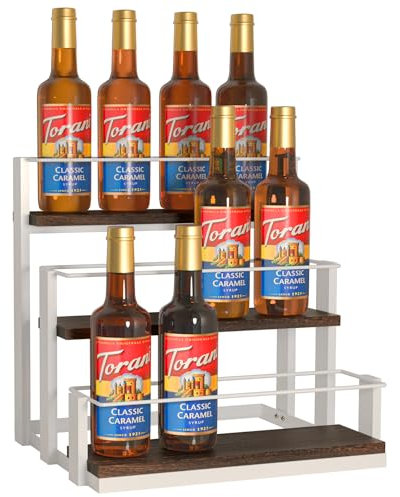 J JACKCUBE DESIGN Stazione portaoggetti per sciroppo di caffè, accessori per bar, 12 bottiglie, per sciroppo, vino, condimenti per cucina, in metallo (bianco) - MK815B