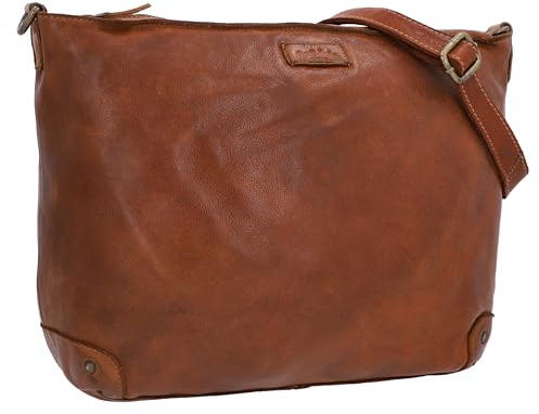 Gusti Handtasche Leder - Suzanne Damen Umhängetasche Ledertasche Vintage Braun Leder