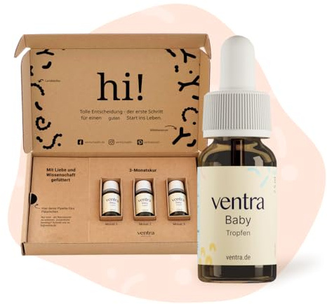 Ventra® Baby Tropfen | 3-Monatskur für Säuglinge und Mamas | Probiotika mit 6 Bakterienkulturen | Präbiotika FOS | Vitamin D3