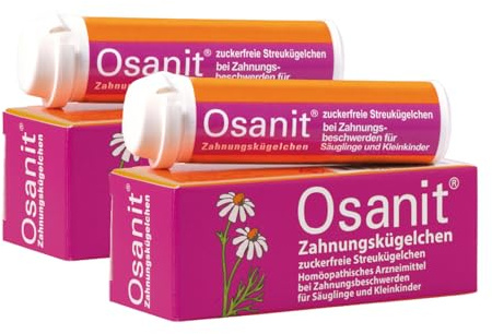 Osanit Zahnungskügelchen zuckerfrei 2er Pack: Sanfte Schmerzlinderung & Beruhigung bei Zahnungsbeschwerden, Globuli mit homöopathischen Inhaltsstoffen, für Babys und Kleinkinder