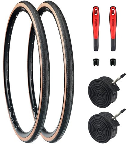 ZUKKA 2er-Pack 700C Fahrradreifen 700x32C Mantel 32-622 Plus 2er-Pack 700C Schlauch FV48mm kompatibel Rennrad 700x32C Reifen und schlauche